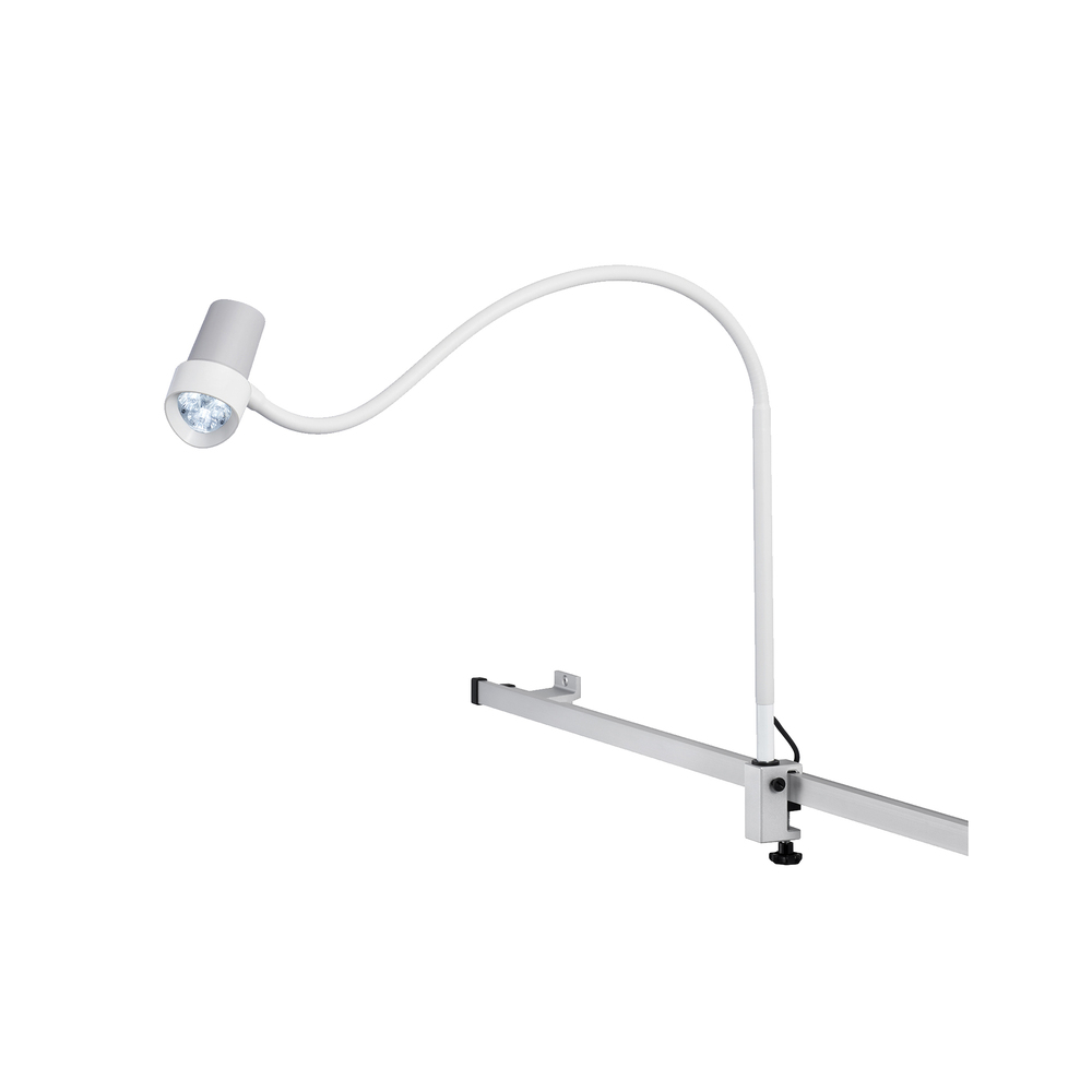 Halux Exam Light Gooseneck, Dimmable, Side Mount, Rail Mount Hospital equipment exam light gooseneck, dimmable, side mount, rail mount.