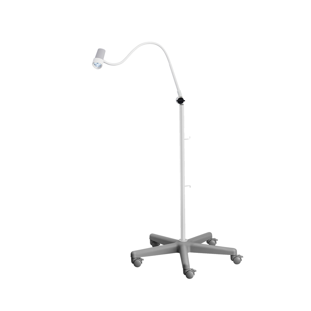 Halux Exam Light Gooseneck, Base Joint, Dimmable, Side Mount, Roller Stand Hospital equipment exam light gooseneck, base joint, dimmable, side mount, roller stand.