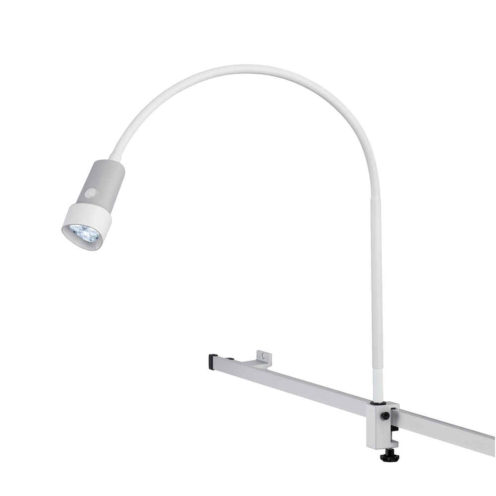 Halux Exam Light Gooseneck, Dimmable, Rear Mount, Rail Mount Hospital equipment exam light gooseneck, dimmable, rear mount, rail mount.