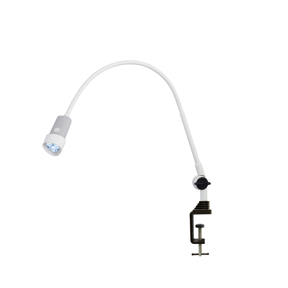 Halux Exam Light Gooseneck, Base Joint, Dimmable, Rear Mount, With Clamp Hospital equipment exam light gooseneck, base joint, dimmable, rear mount, with clamp.