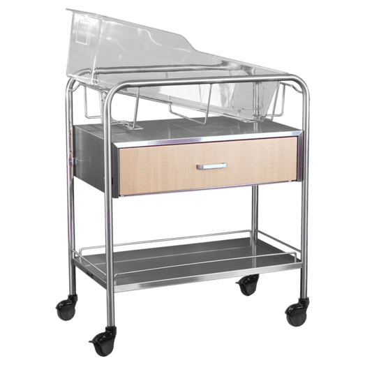 Bassinet_NB-WFxD-3DL_Stainless-Steel-Wood-Face-with-Drawer-Shelf Bassinet_NB-WFxD-3DL_Stainless-Steel-Wood-Face-with-Drawer-Shelf